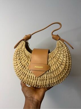 Poolside Small Rattan Hobo Shoulder Bag
